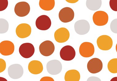 Konfeti Kusursuz Desen. Ilık sonbahar tonlarıyla kusursuz bir şükran günü polka deseni. Sonbahar samimi tasarımı. Hasat mevsimi