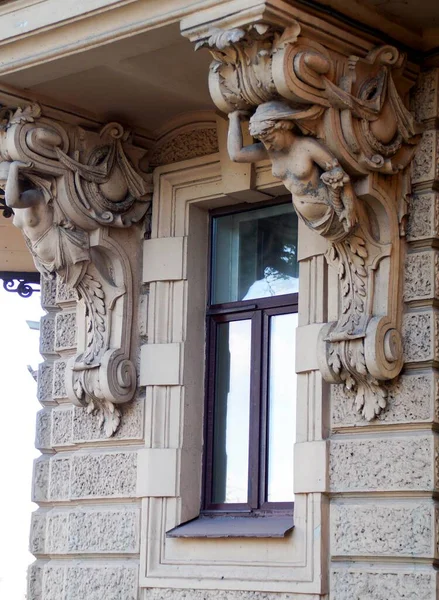 Detail Fasády Starého Domu Petrohradě — Stock fotografie