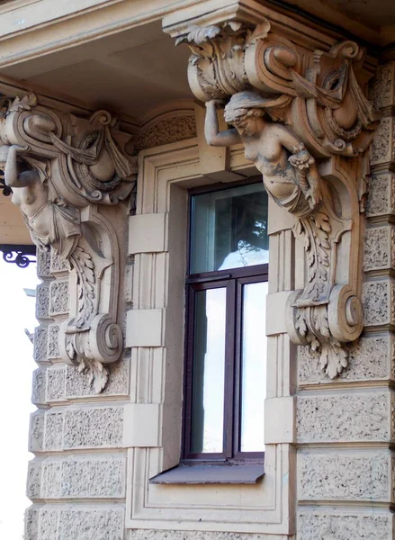 Détail Façade Une Vieille Maison Saint Pétersbourg — Photo