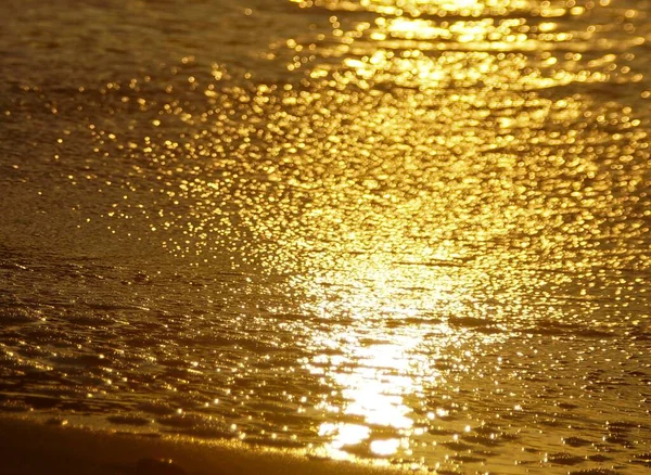 Gouden Zonnige Bokeh Het Oppervlak Van Zee — Stockfoto