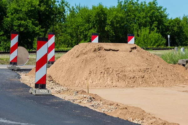 Reparación Pavimentación Nuevas Restricciones Asfalto Tráfico — Foto de Stock