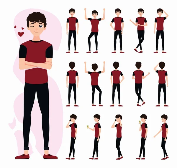 Düz vektör Genç adam karakteri çok zevkli