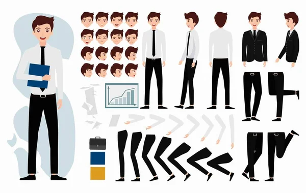  Düz vektör Genç karakter iş için beyaz gömlek giyiyor ve istediği tarzda şekillendirilebilir