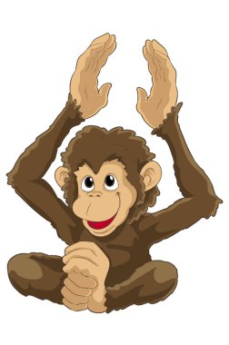 İllüstrasyon Tekniği, Beyaz arka plan üzerinde Maymun çizim