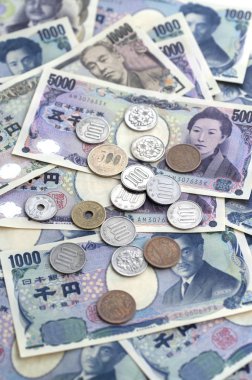 Japon para birimi üzerinde arka plan, yakın çekim