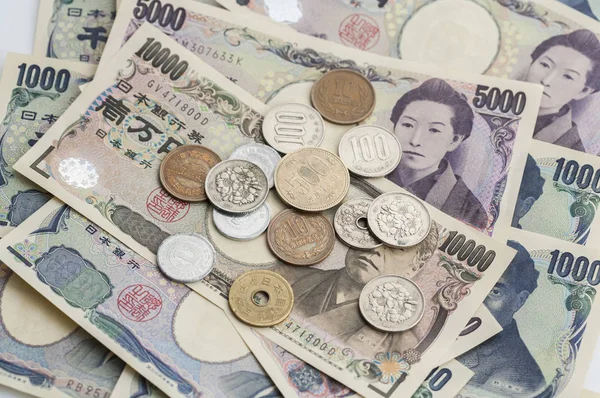 背景に日本の通貨をクローズ アップ — ストック写真