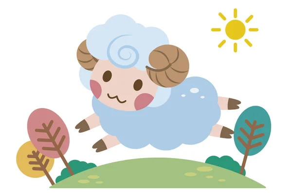 Owce Zwierząt Cute Cartoon Ilustracji — Zdjęcie stockowe
