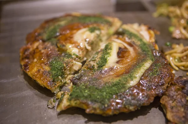 Sabroso Okonomiyaki Fondo Cerca — Foto de Stock