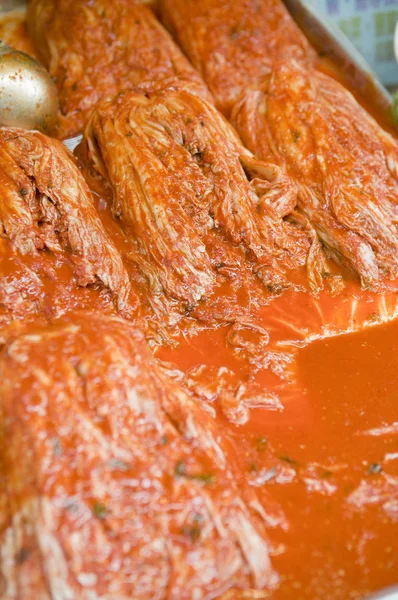 Savanyúság Kimchee Élelmiszer Háttér Közelről — Stock Fotó