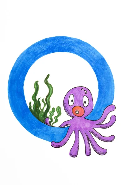 Octopus Letter Illustration — Stock Photo, Image