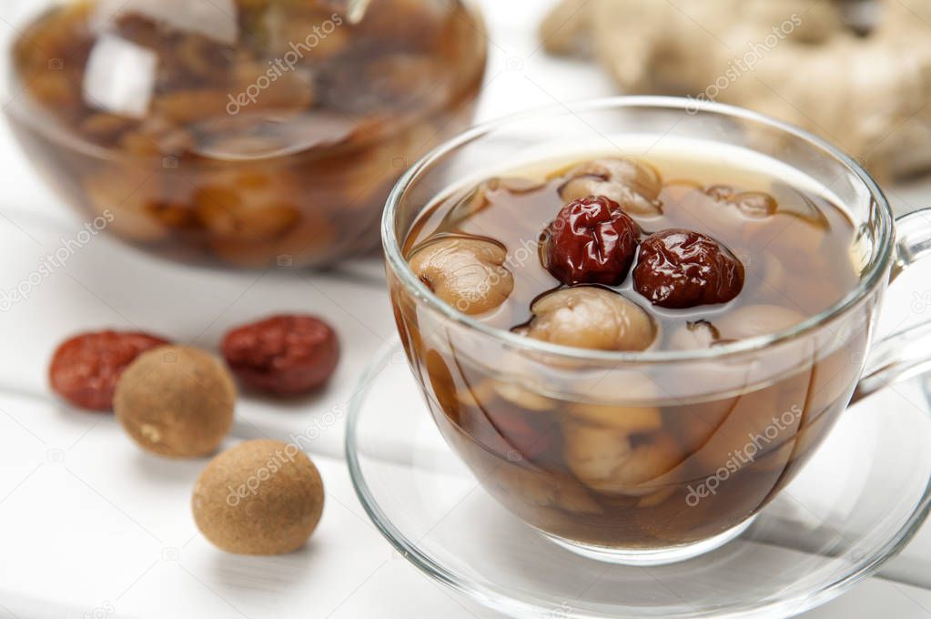 Longan and Red Dates on background,close up