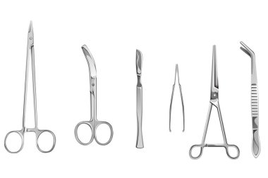 Cerrahi, Cerrahi Ekipmanlar, beyaz arka planda izole