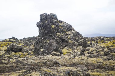 Volkanik manzara, arka planda, volkanik taş yakın çekim