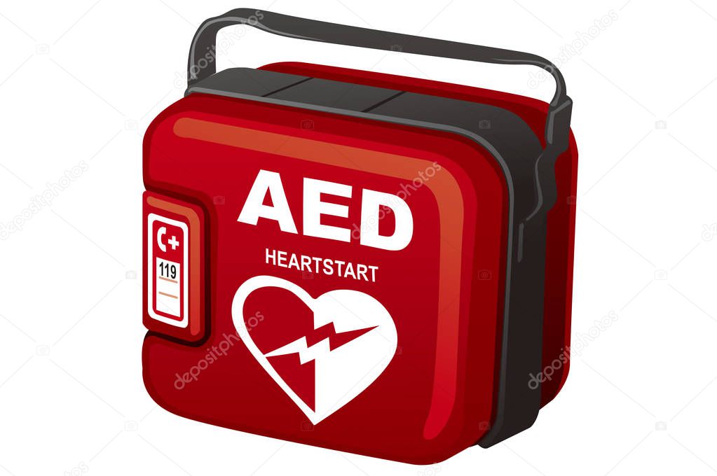 AED, Automated External Defibrillator, isolated on white background