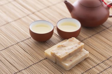 Aperatif ve arka plan, yakın çekim çay