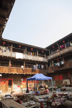 Asya, Çin, Fujian Province, Tianloukeng Tulou küme, Fujian Tulou,