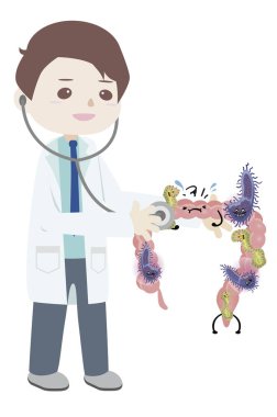 İnsan Bağırsak, Doktor, karikatür illüstrasyon