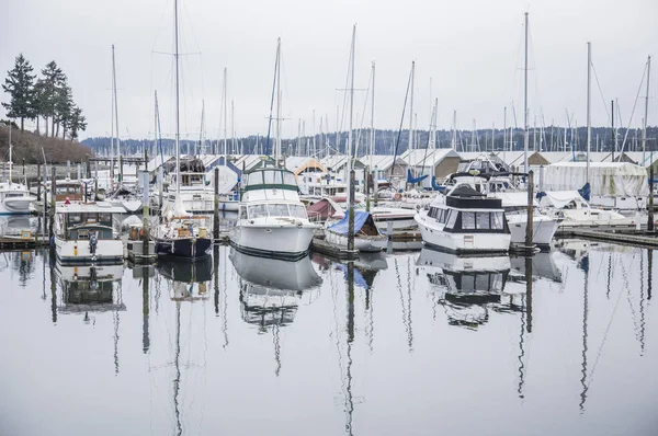 Tekneler Limanda Seattle Abd Ile Pier — Stok fotoğraf