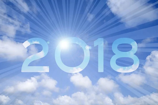2018 Рік Новорічний Символ Тлі Блакитного Неба — стокове фото