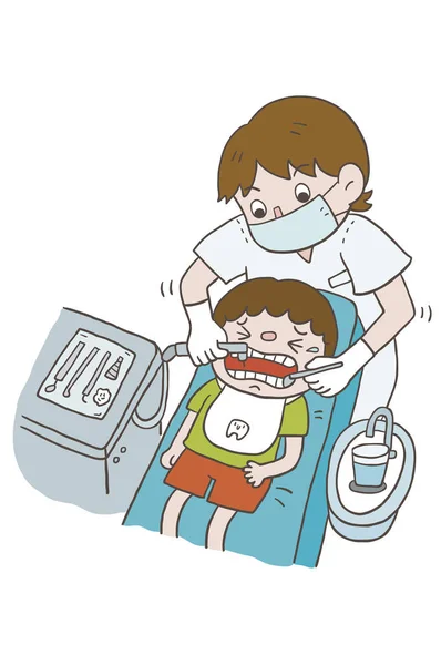 Pojke Hos Tandläkaren — Stockfoto