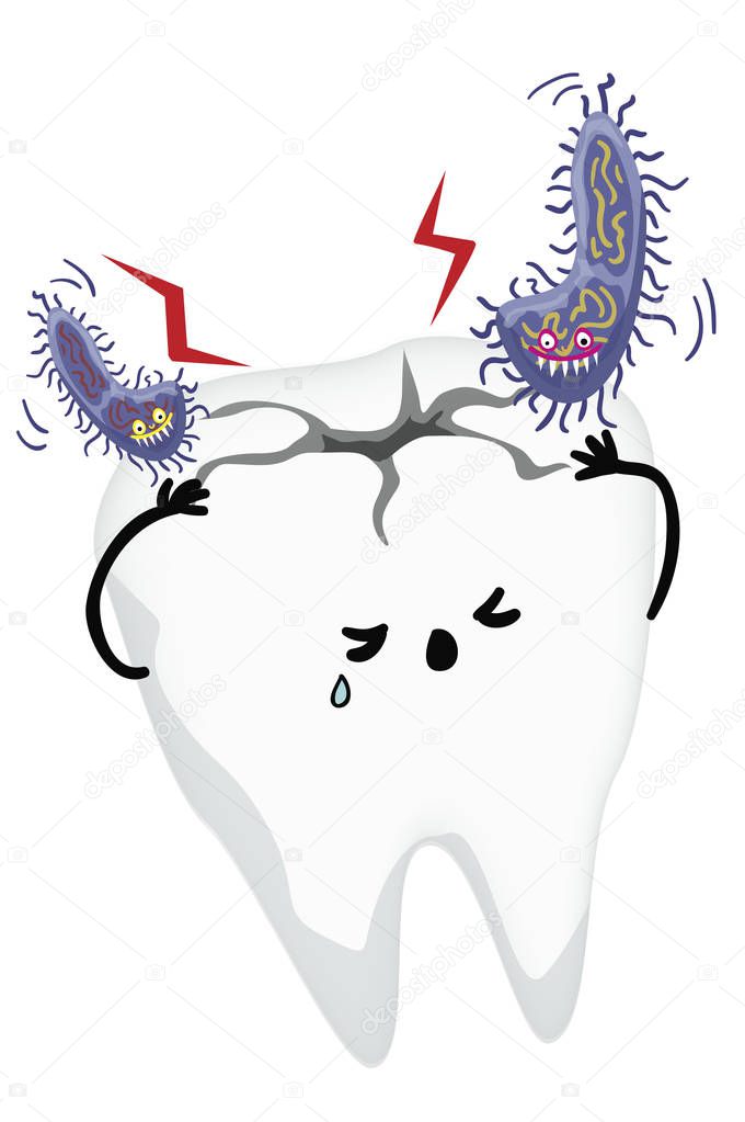 Human Teeth, Tooth Decay, cartoon illustration
