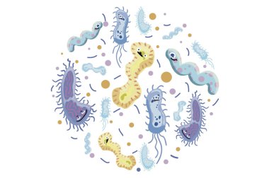 Bakteri, Bacillus, Spirillum, Vibrion illüstrasyon