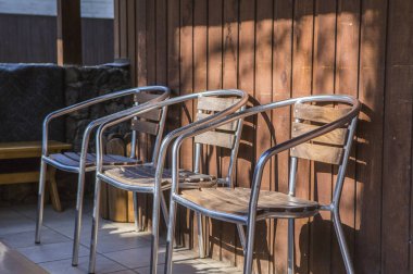 Chairs, Lights And Shadows, wooden wall
