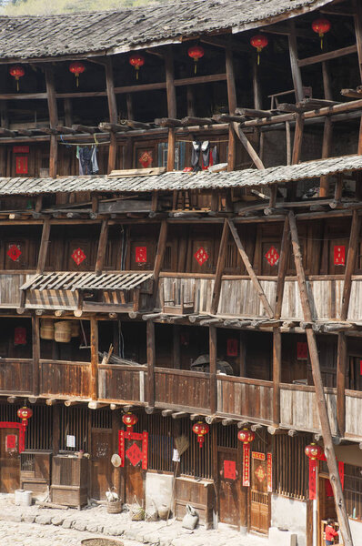 Asia, China, Fujian Province, Hsiaban Tulou Cluster, Fujian Tulou,