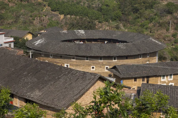 Cluster Hongkeng Tulou Asia Cina Provincia Del Fujian — Foto Stock