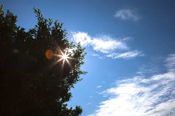 Blauwe Lucht Achtergrond Met Wolken — Stockfoto