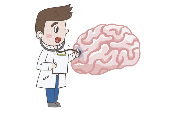 Doctor Brain Cartoon Illustration — Stock Photo, Image