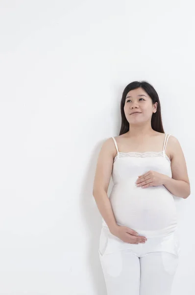 Ung Vacker Asiatisk Gravid Kvinna Royaltyfria Stockbilder