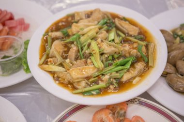 Pingtung, Kenting, Arka planda Deniz Ürünleri, yakın çekim