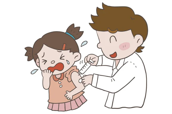 Doctor Giving Injection Crying Girl — Stock Photo, Image