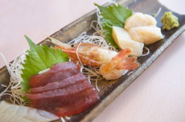 arka planda lezzetli Sashimi, yakın