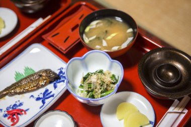 arka planda lezzetli Teishoku, yakın