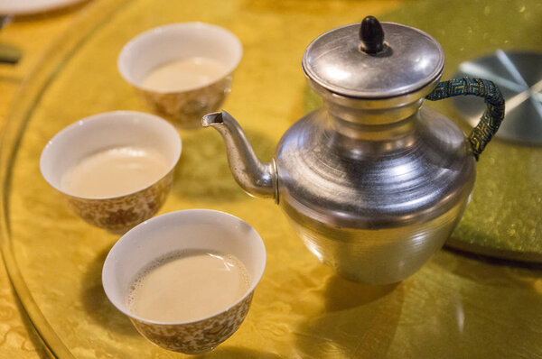Butter Tea  on background,close up