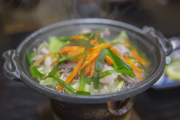 Hot Pot Close View Asian Meal Vegetables — Φωτογραφία Αρχείου