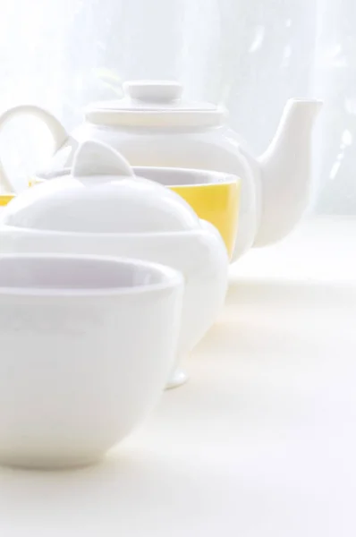 Teetassen Wasserkocher Hintereinander — Stockfoto