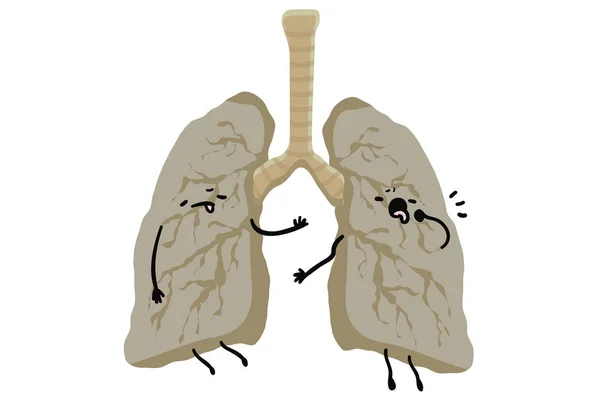 Human Lung, Smoking Issues, cartoon illustration