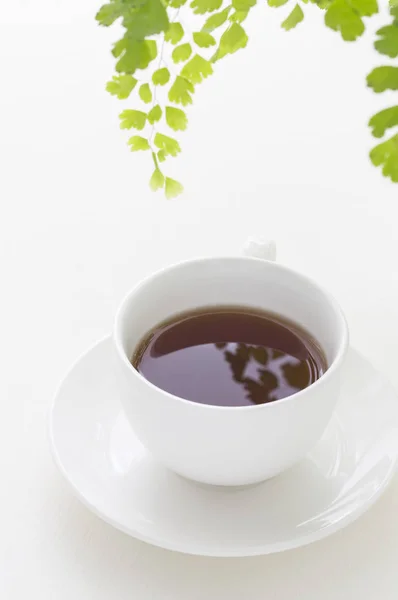 Afternoon tea on background,close up