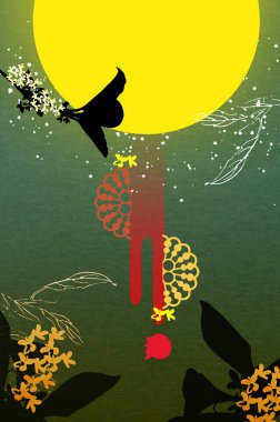 natural background, greeting chinese card 