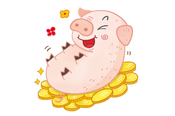 Pig Gold Banner Stylish Illustration — Stock Fotó