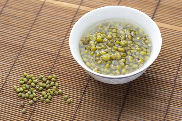 Green Beans White Bowl Table — Stock Fotó