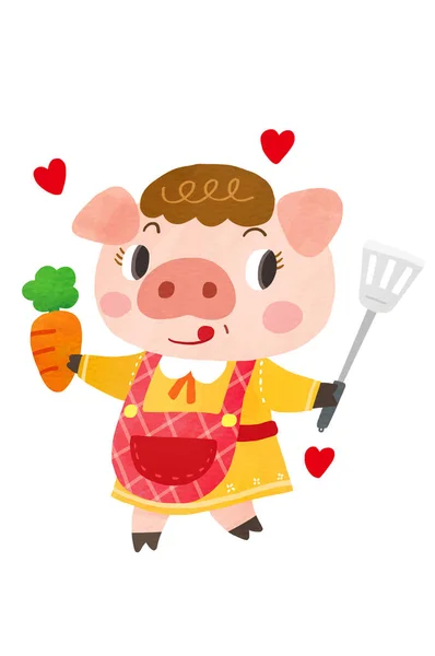 Cartoon Piggy Banner Stylish Illustration — Zdjęcie stockowe