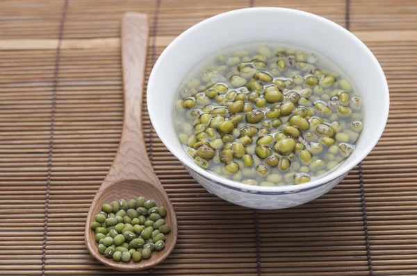 Green Beans White Bowl Table — Stock Fotó