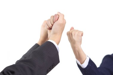 business people showing fists isolated on white