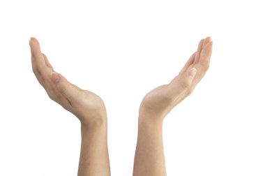 hands showing copy space isolated on white background