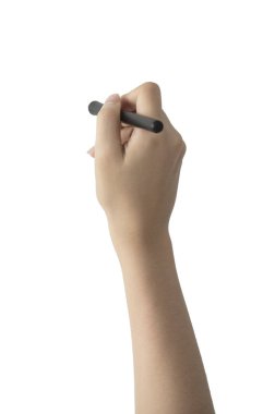 Beyaz arkaplanda izole edilmiş bir kalemle el yazısı