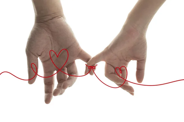 Man Woman Holding Hands Together Isolated White Background — стоковое фото